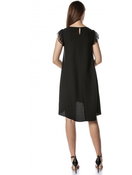 Rochie Christelle neagra - decoratie tull cu buline #3