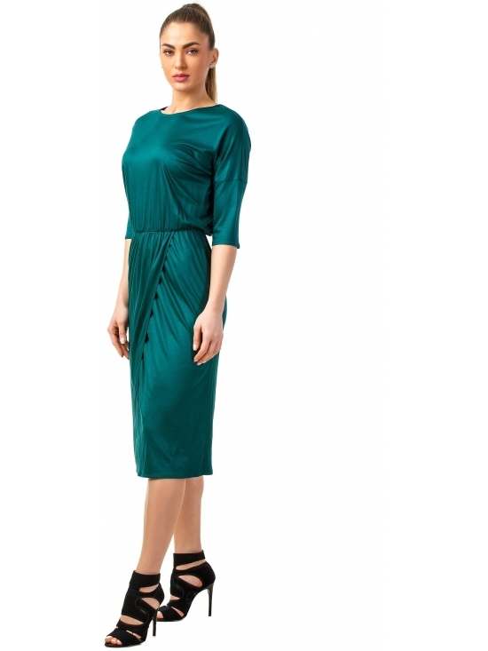 Rochie Sarina verde din jerse vascoza 100% parte peste parte #2