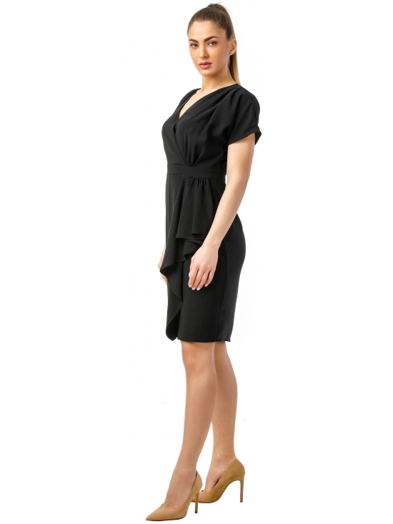 Rochie Doma neagra cu volan vertical #2