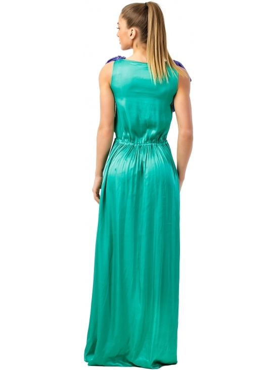 Rochie Crista verde cu funda mov #3