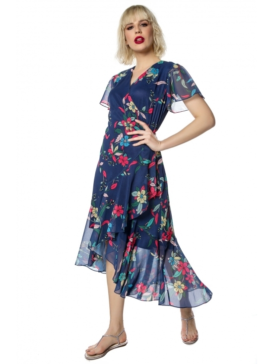 Rochie Desiree din voal imprimat floral