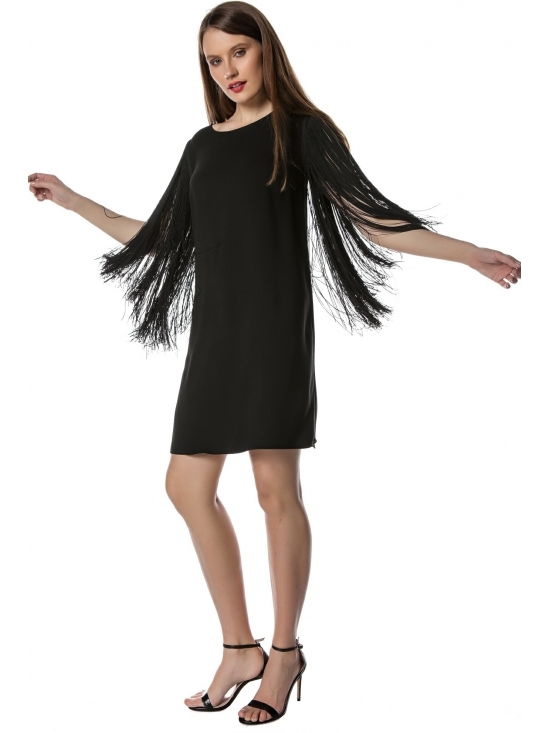 Rochie Fringe neagra cu franjuri