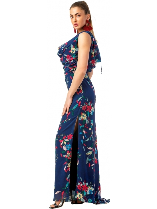 Rochie Mildred din voal print digital cu falduri pe bust #2