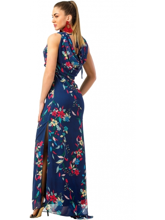 Rochie Mildred din voal print digital cu falduri pe bust #3