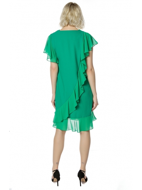 Rochie Bonita verde din crep cu voal cross-body #4