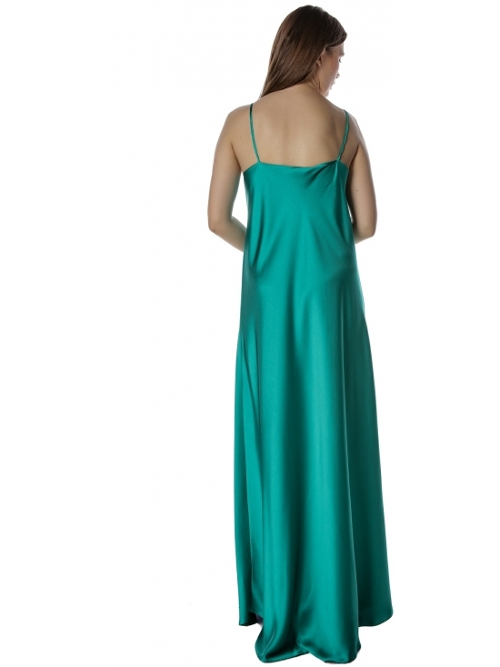 Rochie Syra verde din satin lunga pe langa corp #3