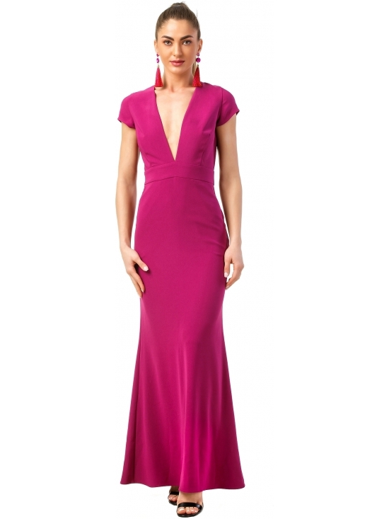 Rochie Renata din crep fucsia