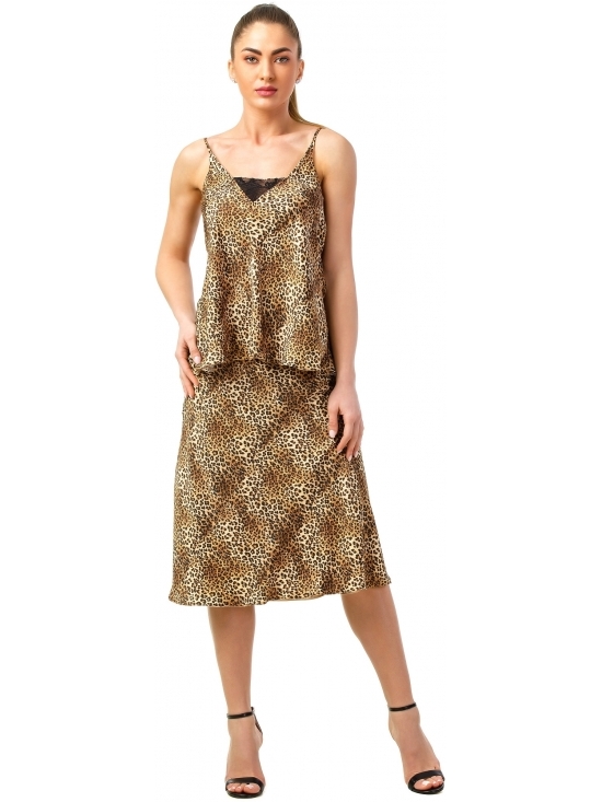 Top Vera cu bretele fine din print leopard