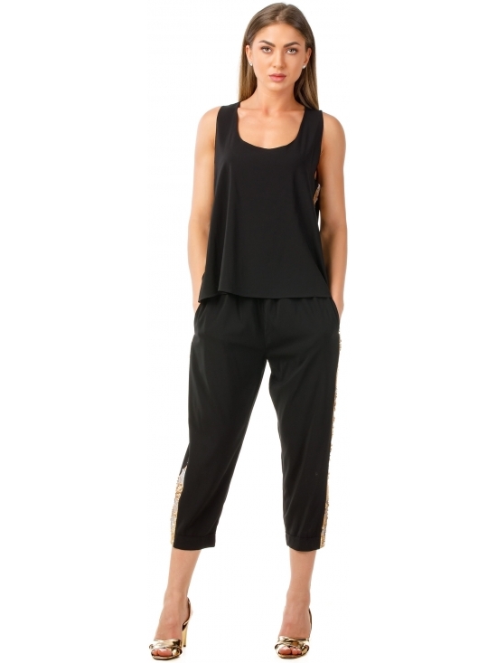 Pantalon Bounce negru din vascoza cu in