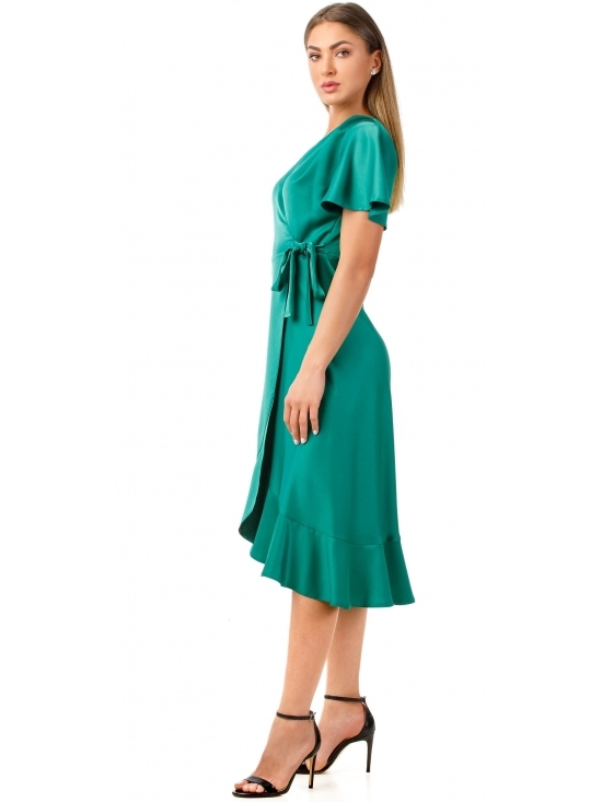 Rochie Albona verde midi parte peste parte #2