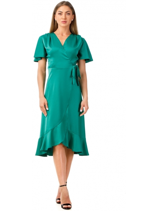 Rochie Albona verde midi parte peste parte