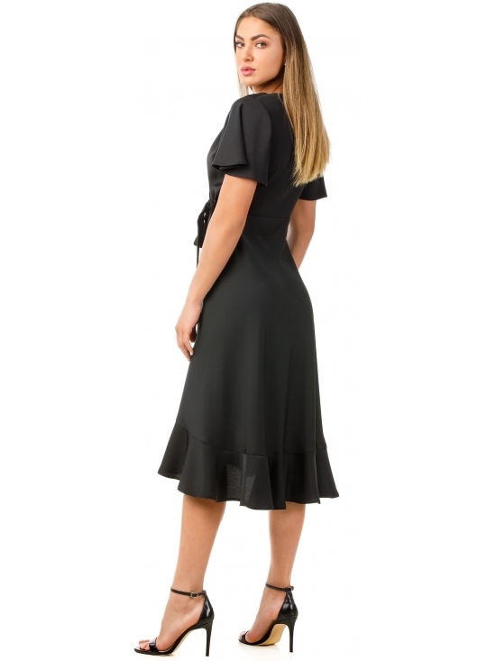 Rochie Albona neagra midi parte peste parte #2