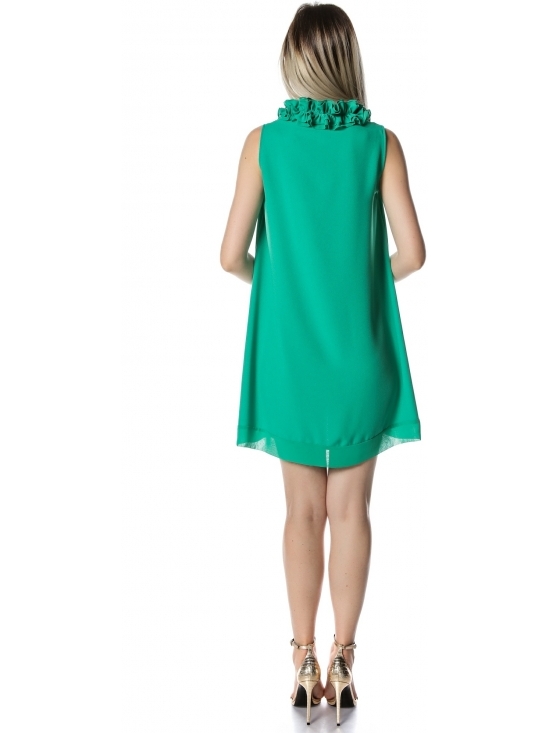 Rochie Ozana verde cu guler incretit #3