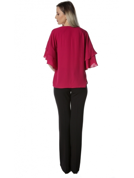 Bluza Barcelona fucsia cu volane #2