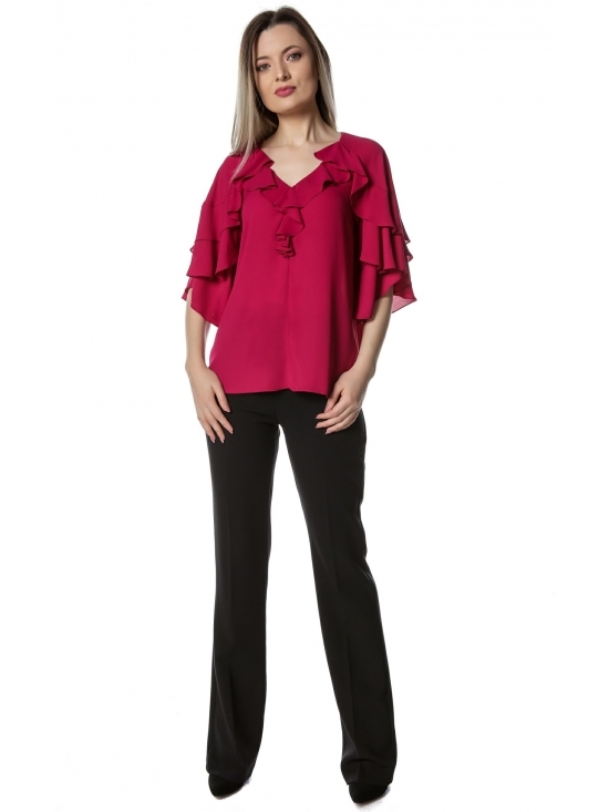 Bluza Barcelona fucsia cu volane